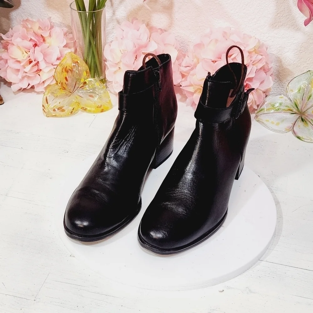 NATURALIZER Womens Dora Black Genuine Leather Ankle Boots Size 10M